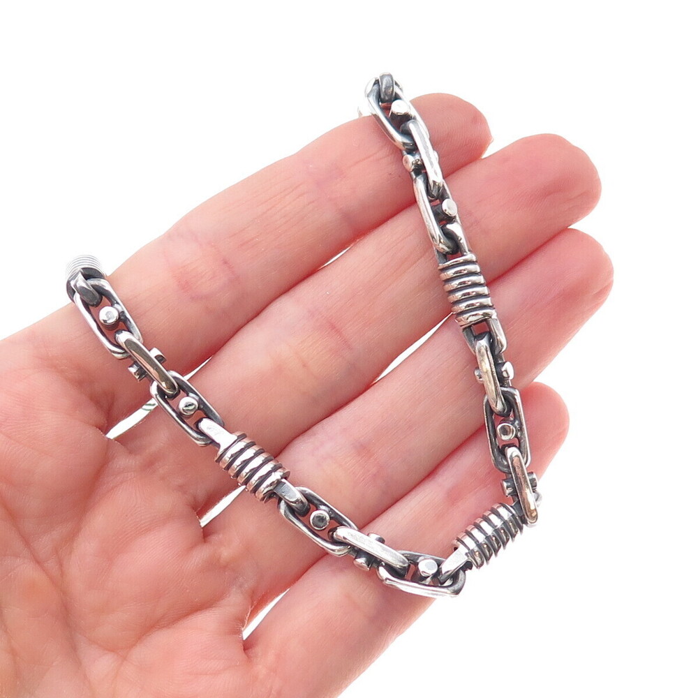 Braccio 925 Sterling Silver Vintage Anchor Chain Necklace 22"